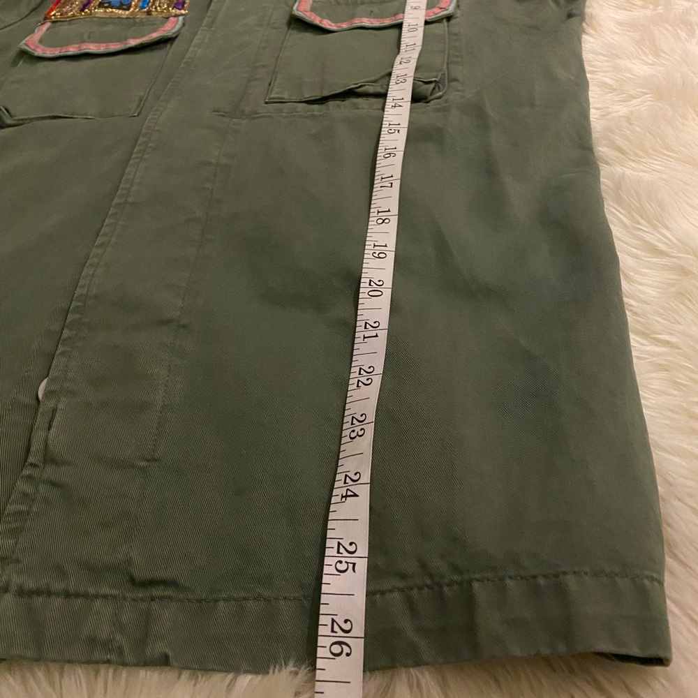 Bebe Boho Embellished Military Jacket - Army Green Size Large - Picture 4 of 15